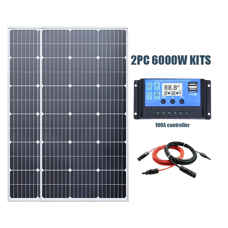 3000W Foldable Portable Monocrystalline Solar Panel 18V High Output Solar Generator for Home RV Camping Off Grid Energy