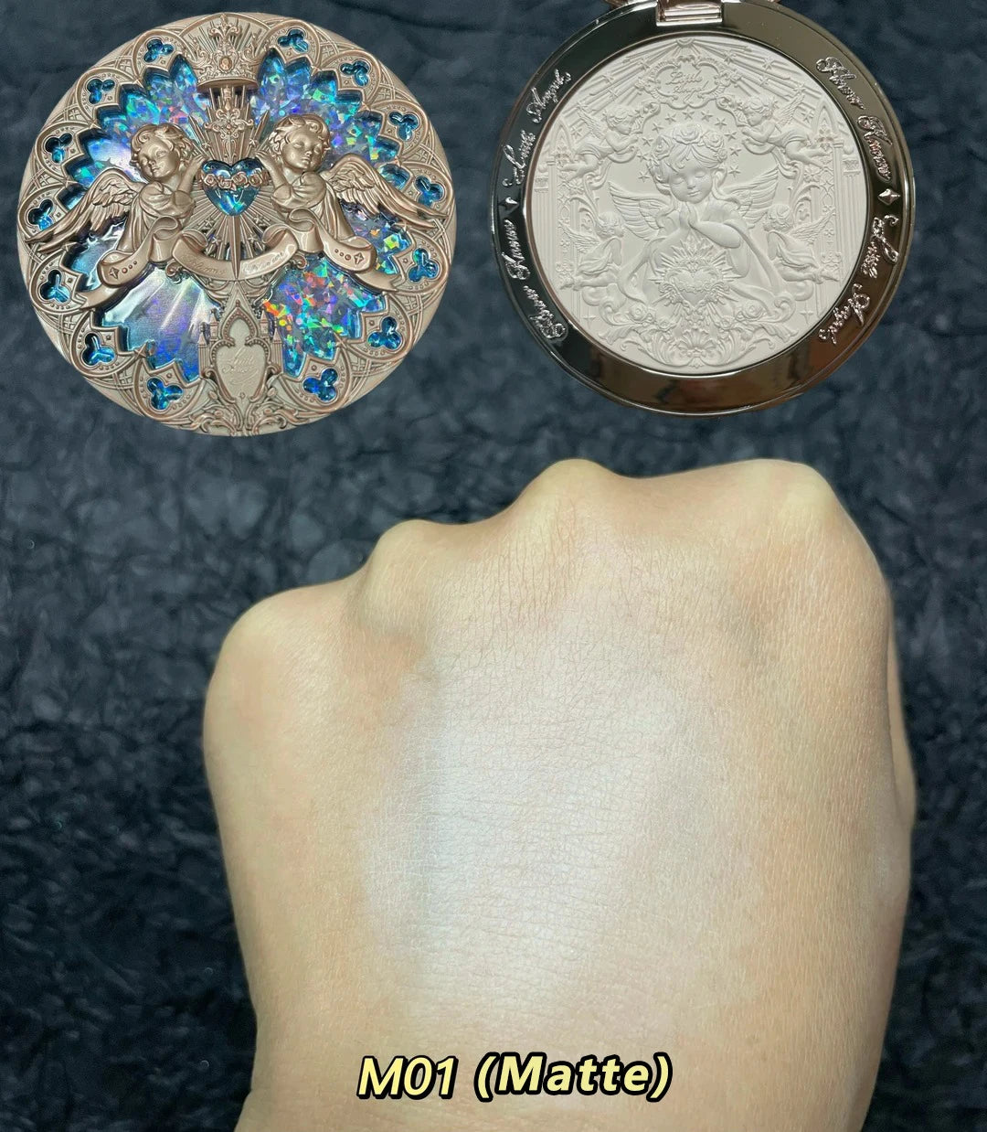 Tidesmit Flower Knows Little Angel 3D embossed face highlighter palette with diamond shimmer for radiant makeup