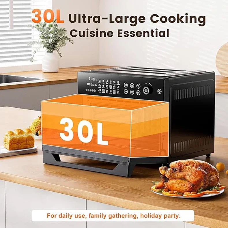 OEM 30L 18-in-1 Electric Air Fryer Oven Toaster Oven Combo 13inches Pizza Roast Oven With 4 Accessories For Household Use