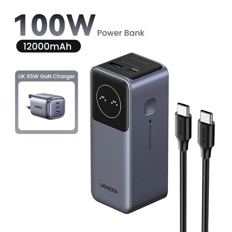 100W Fast Charging Power Bank | 12000mAh Laptop Battery Charger 100W Add UK Charger Tidesmit
