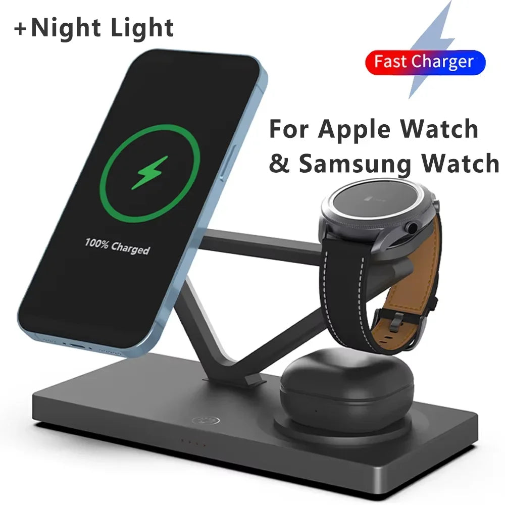 Tidesmit 3-in-1 Wireless Charging Station | Qi Certified Fast Charger Tidesmit