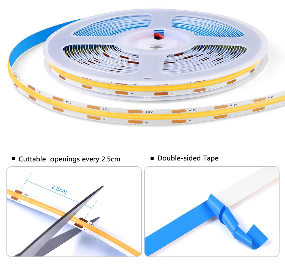 12V COB LED Strip Light Smart Double Door Sensor Switch Cabinet lights for your room Lighting Dupont LED Tape Door Open Light-ON