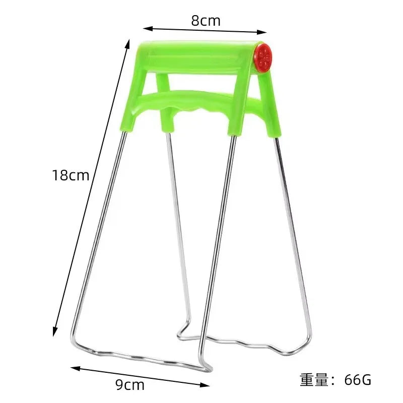 Green folding air fryer stand with metal legs for lifting food