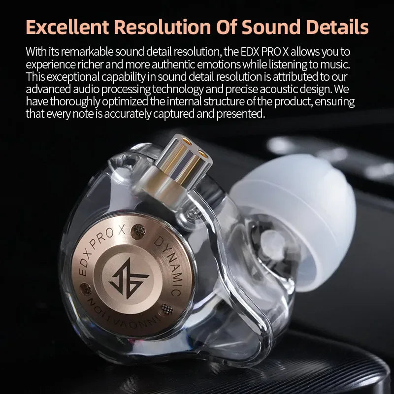 KZ EDX PRO X Wired Earphones Dynamic Drive HiFi Stereo Bass Sound Earbud Music Noise Cancelling Gaming Headset Detachable Cable Tidesmit
