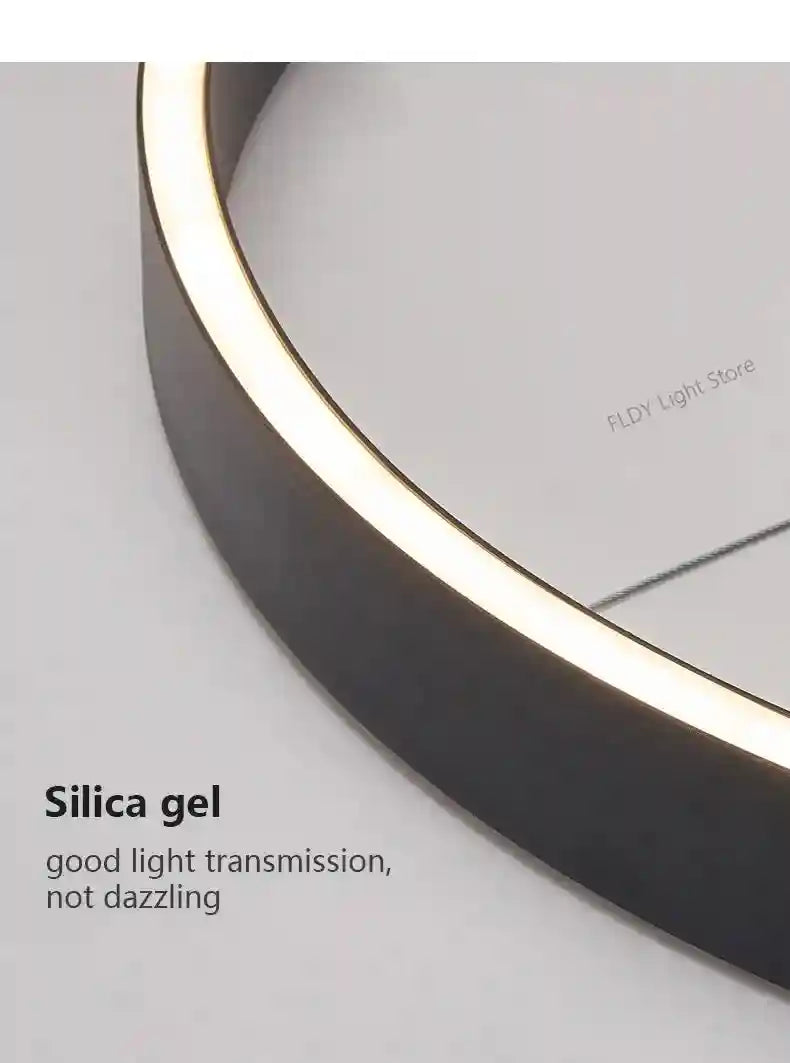 Modern 3-Ring LED Chandelier - Adjustable Dimmable Black Finish Tidesmit