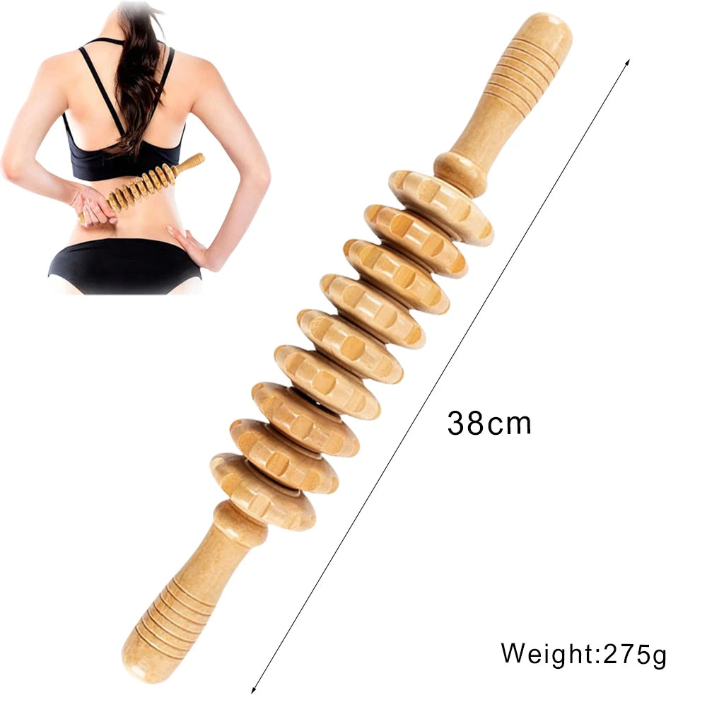 Wooden Lymphatic Drainage Massager Tool for Targeted Body Contouring Back Massage Instrument Body Roller B Tidesmit