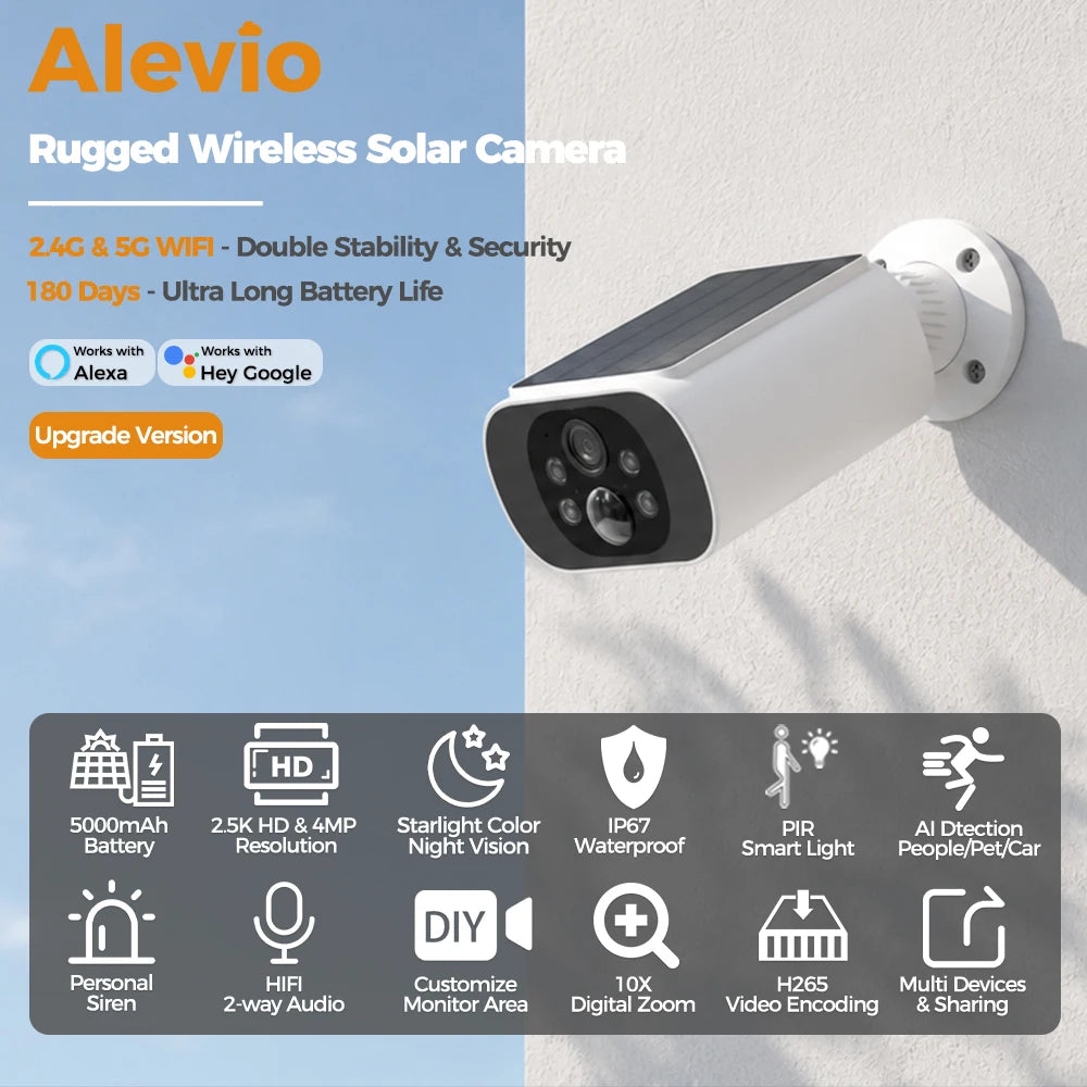 Solar Camera WIFI Outdoor Wireless Security Cam 2.5K Ultra Standby Time PIR Smart Light Color Night Vision AI Detect Battery Cam