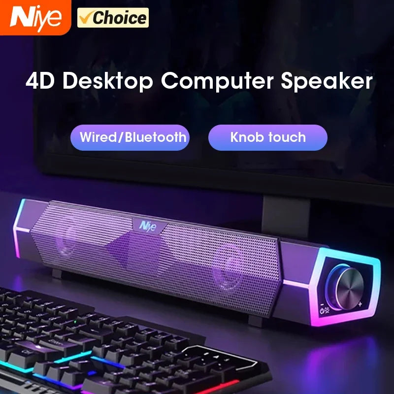 Computer Soundbar Bluetooth Speaker - 4D Surround Sound System Tidesmit
