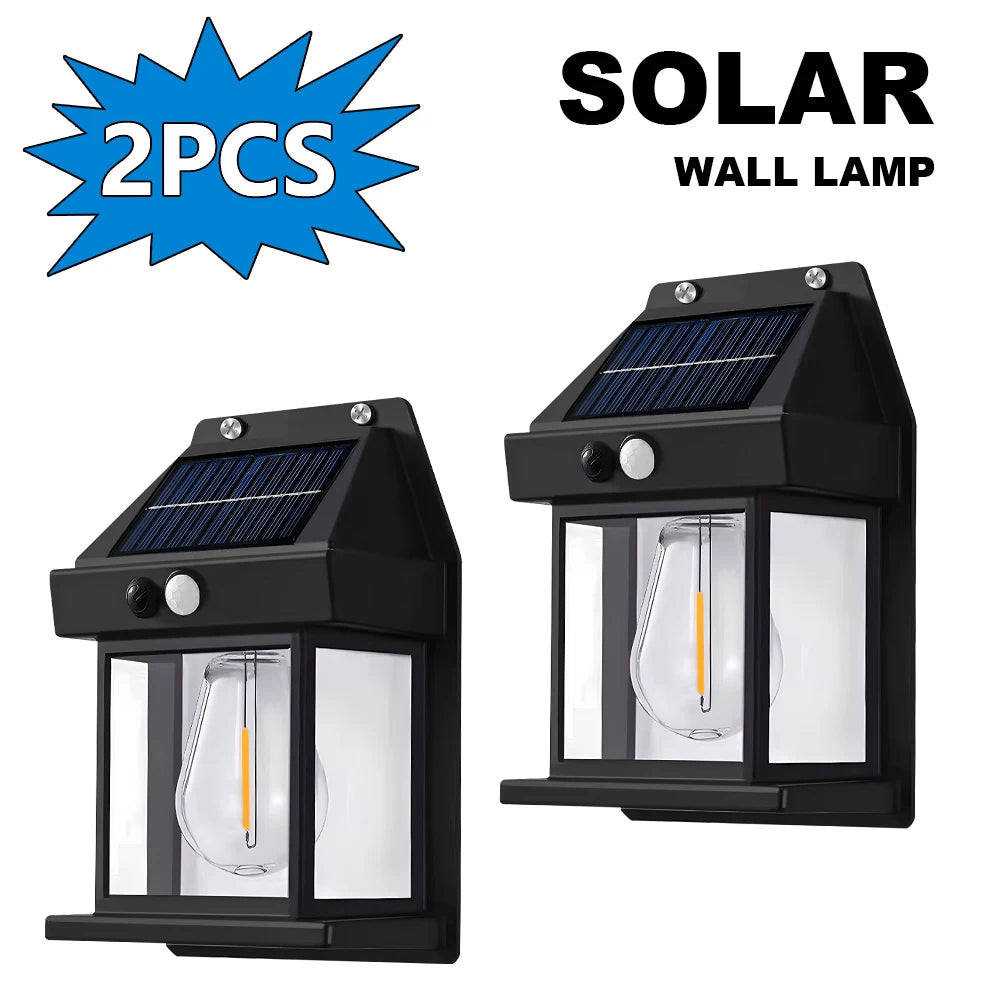 4PCS Solar Wall Light Outdoor Waterproof Sunlight Pathway Fence Lamp Yard Luminous Wall Washer Garden Decoration Tungsten Light