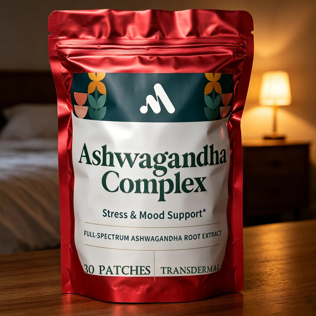 30 Patches Ashwagandha Para Plant-Based Transdermal Patches Anxiety and Depression Relief, Organic Ashwagandha and Ginkgo