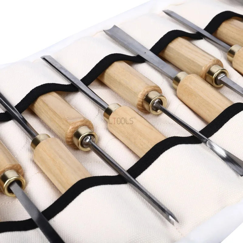 NEW 12pcs Woodworking Chisel Manual Wood Chiseling Wooden Handle Gouges for Carving Wood Carpenter DIY Carving Knife Hand Tools