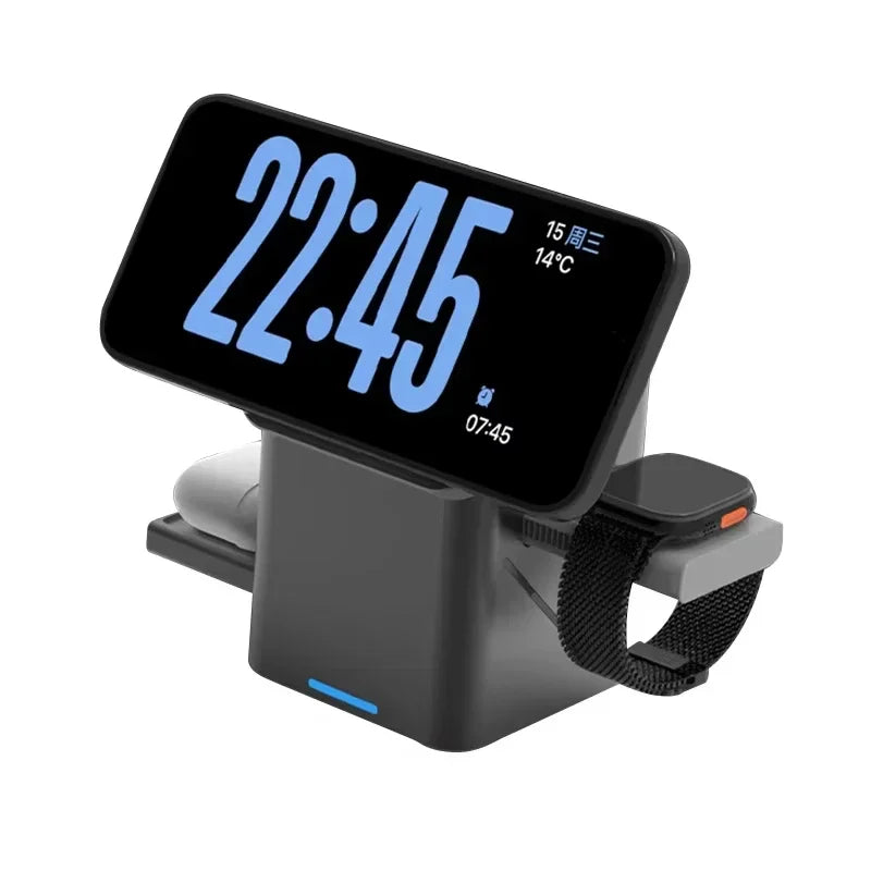 3-in-1 Fast Wireless Charger for iPhone, Apple Watch & AirPods - Grey Tidesmit