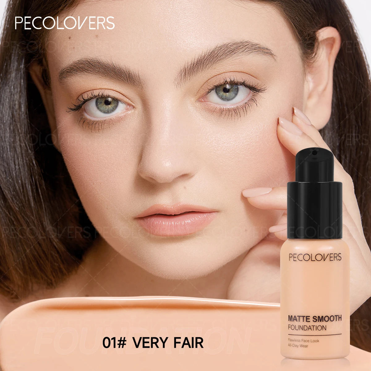 Tidesmit full coverage face foundation showing texture closeup for long-lasting waterproof oil-control makeup