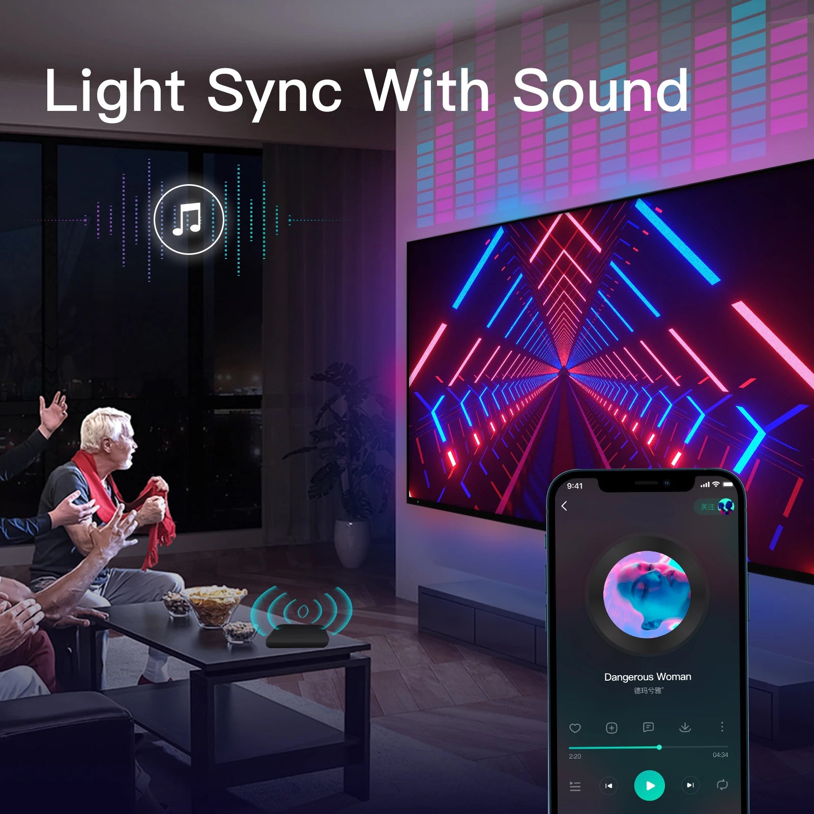 MOES Wifi Smart Ambient Lighting TV Backlight HDMI 2.0 Device Sync Box Led Strip Lights Kit Alexa Voice Google Assistant Control
