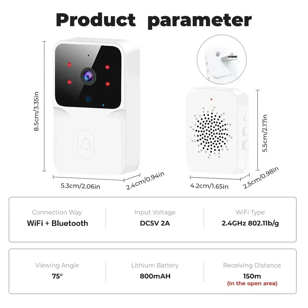 Mini WiFi Video Doorbell Wireless Phone Two-way Intercom System IR Night Vision Smart Home Monitor Security Door Bell Cameras