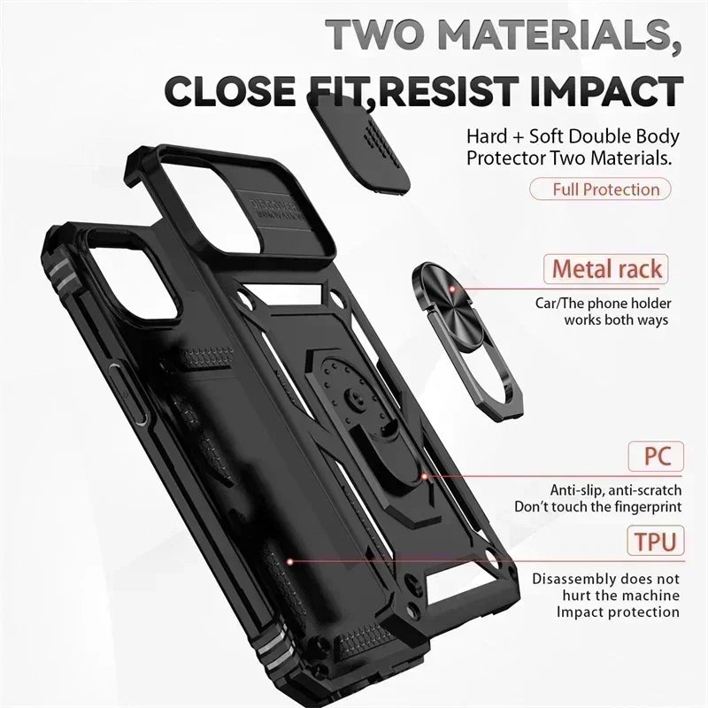 iPhone 16 Pro Max Case with Ring Stand and Lens Cover - Tidesmit Tidesmit