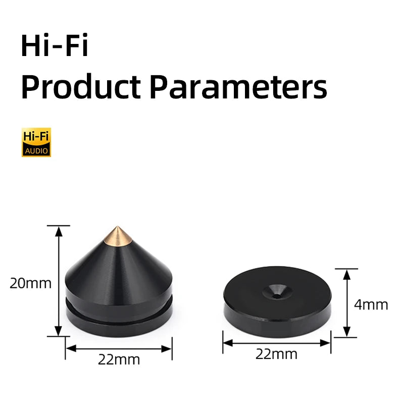 ERUMPENT 4PCS  HiFi Speaker HiFi Audio Speaker Stand Spikes Hi-end Amplifier Feet Pad Shock-absorbing Pins Pads for Sound CD