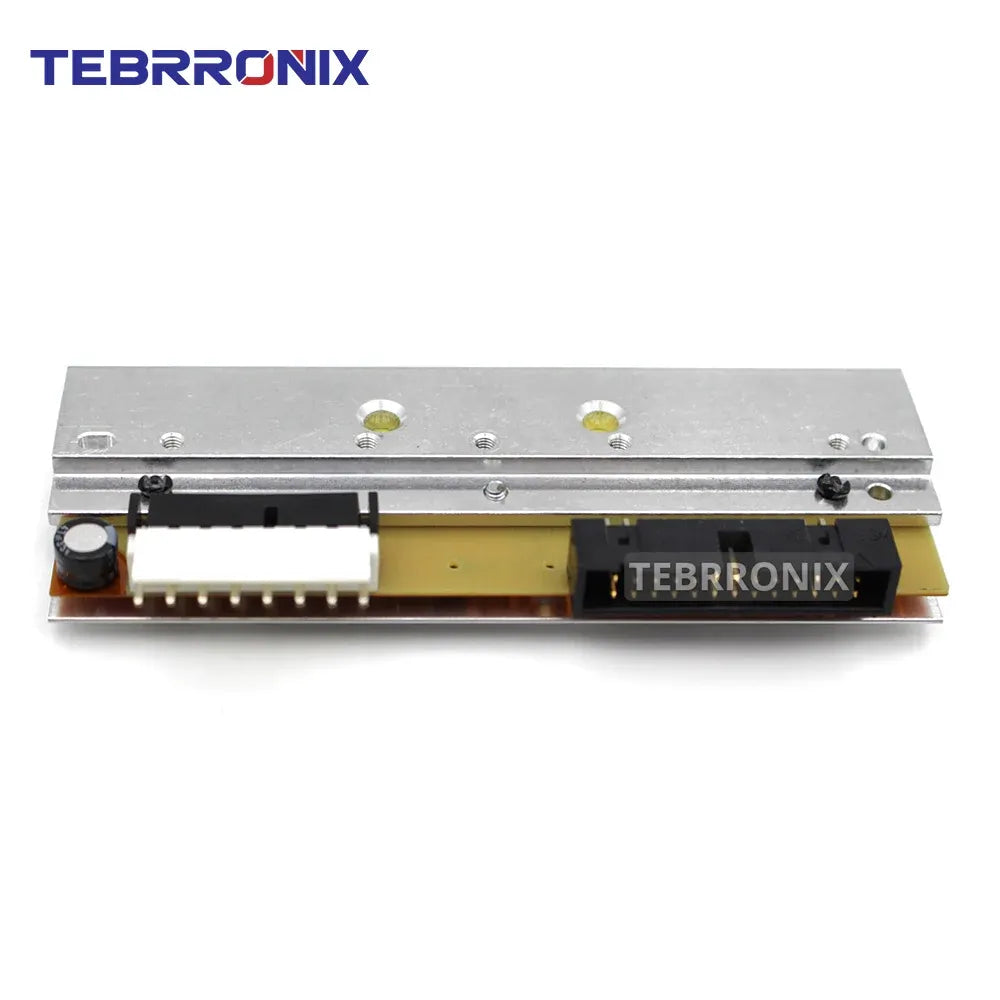 Thermal printhead module with exposed contacts and black connector on metal plate