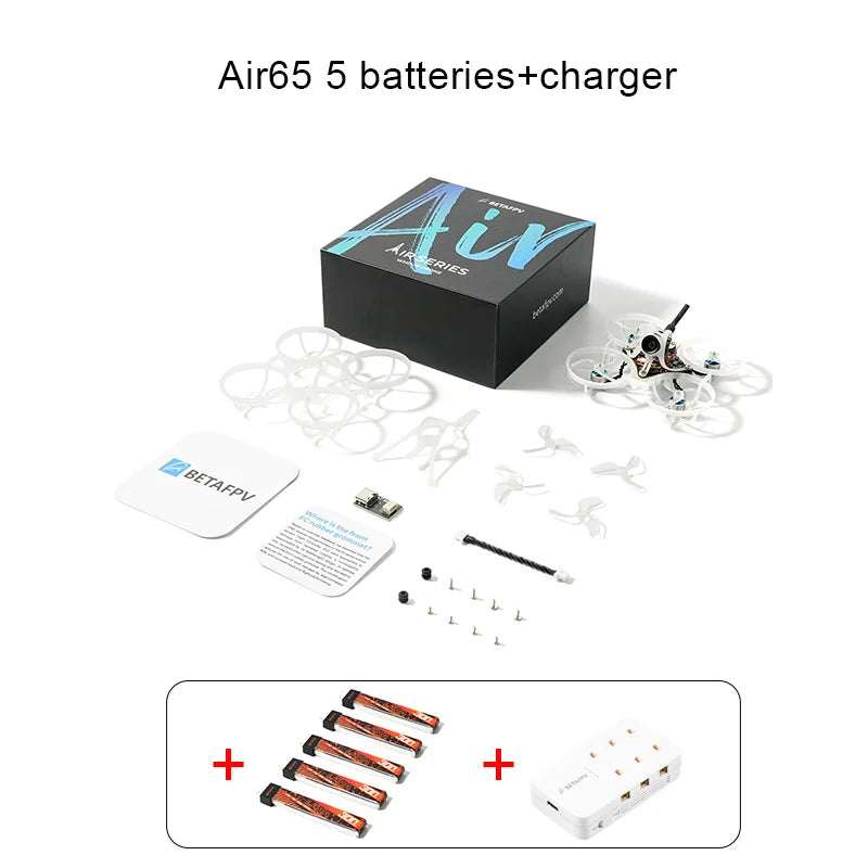 BETAFPV Air65 Brushless Whoop Drone | Lightweight FPV Racing Micro Drone Air65 5 batteries1C Tidesmit