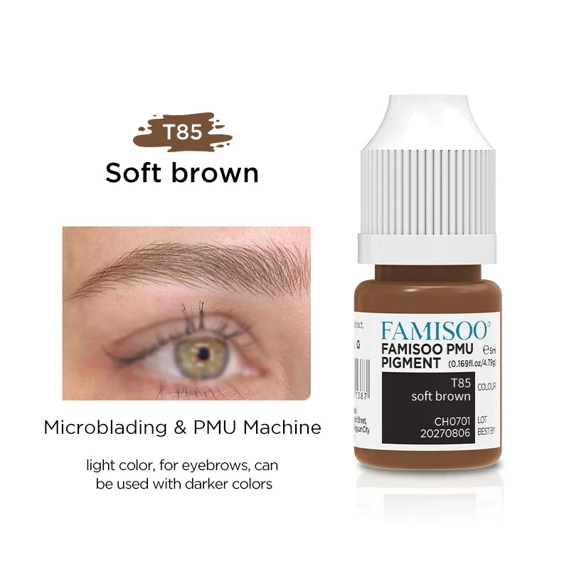 Professional Microblading Eyebrow Tattoo Ink - Long-Lasting 5ml Pigment Permanent Makeup Machines T85 Soft brown China