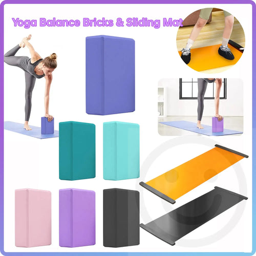 High-density yoga foam blocks and pilates sliding mat set for exercise and training within our smart yoga mats collection.