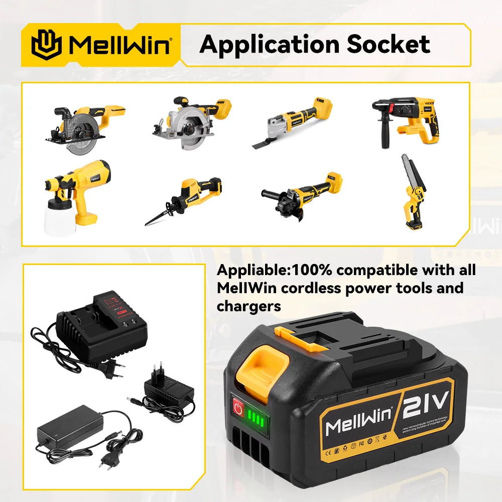 MELLWIN 520N·m Brushless 3IN1 Electric Impact Wrench Cordless Electric Drill Screwdrive Power Tool Set For Makita 18VBattery Pin