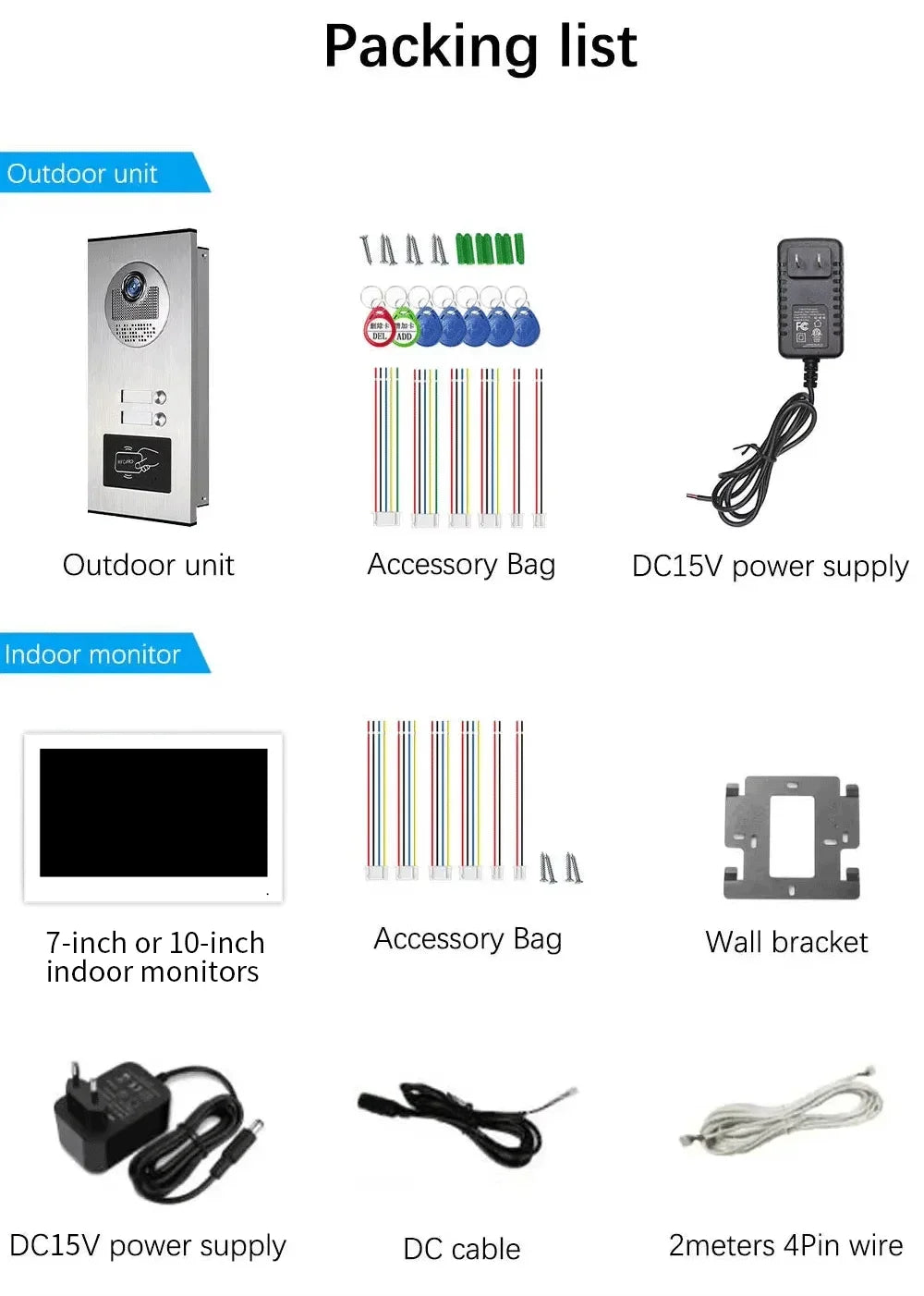 ANJIELO 7 Inch 1080P Tuya WiFi Video Door Phone 2‑4 Units Multi Apartment Intercom Remote Unlock Home Security Video Doorbell