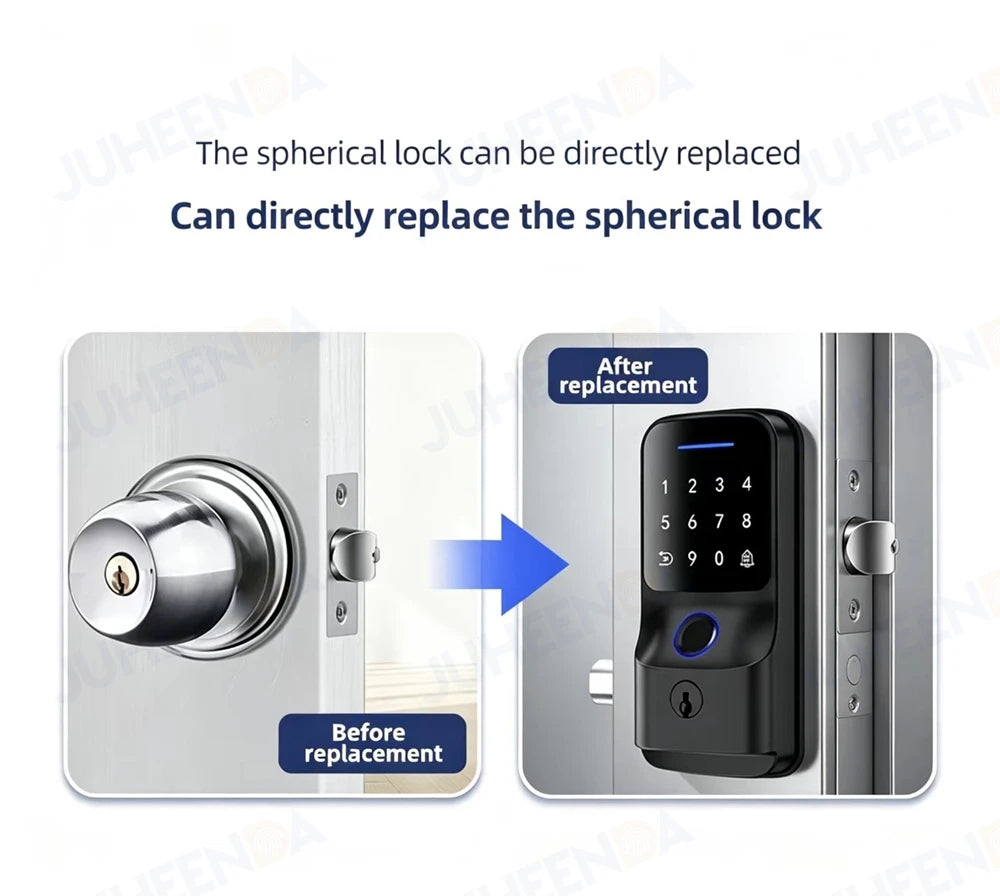 Tuya BLE WiFi Smart Door Lock Fingerprint Password RFID Card Key Unlock APP Control Electronic Deadbolt Lock for Home Office