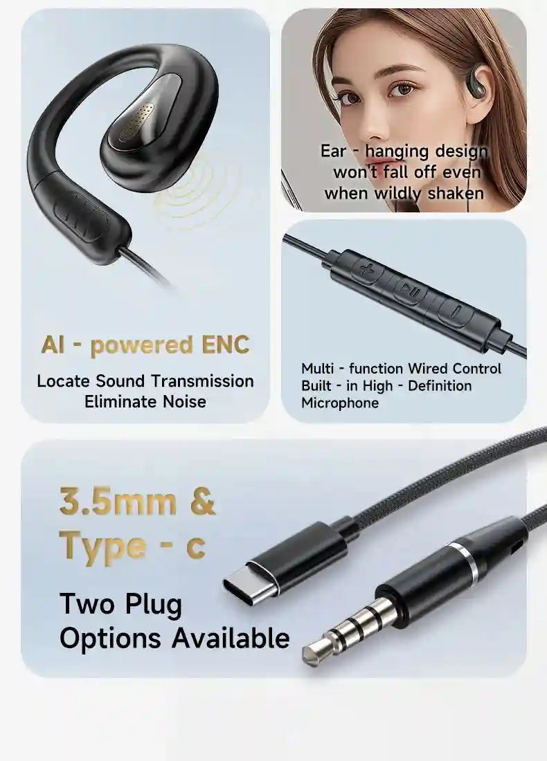 Wired Earbuds with Mic and 9D Surround Sound - USB-C & 3.5mm Options Tidesmit