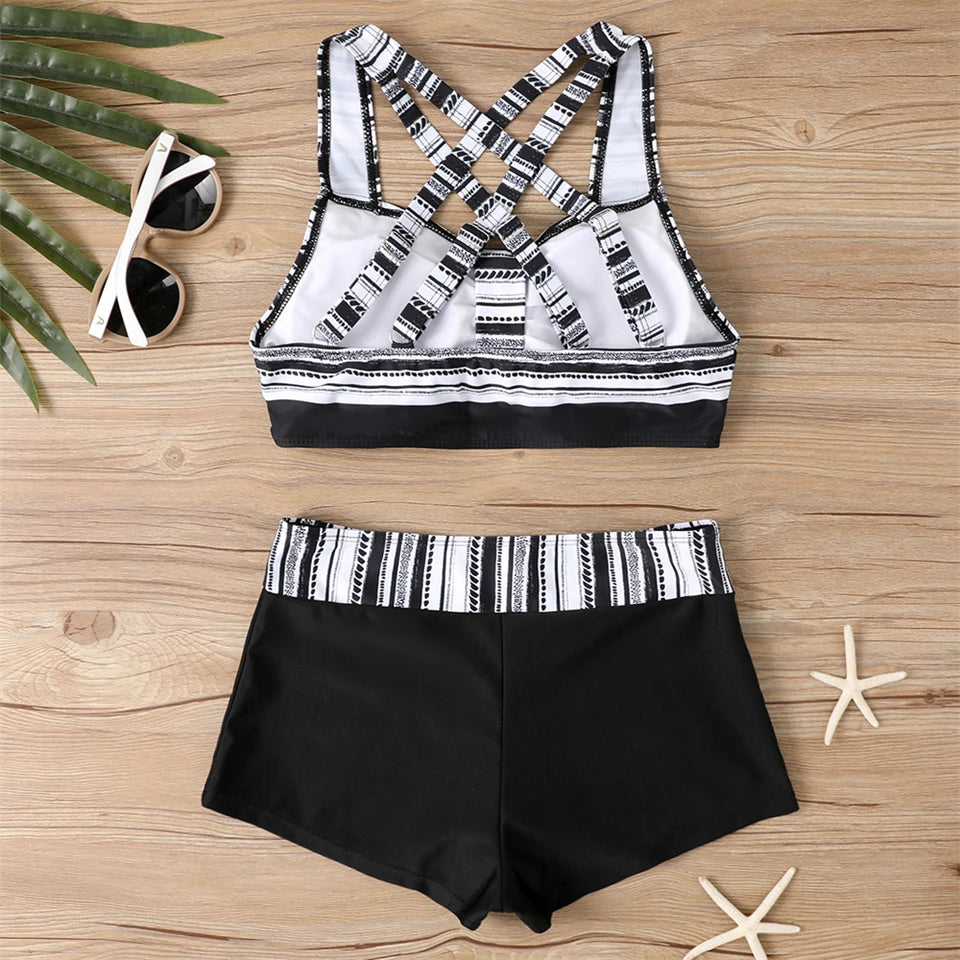 2025 High Waist Bikinis Women Sports Swimwear Print Bathing Suit Female Padded Beach Wear Bathers Swimming Swimsuit Summer