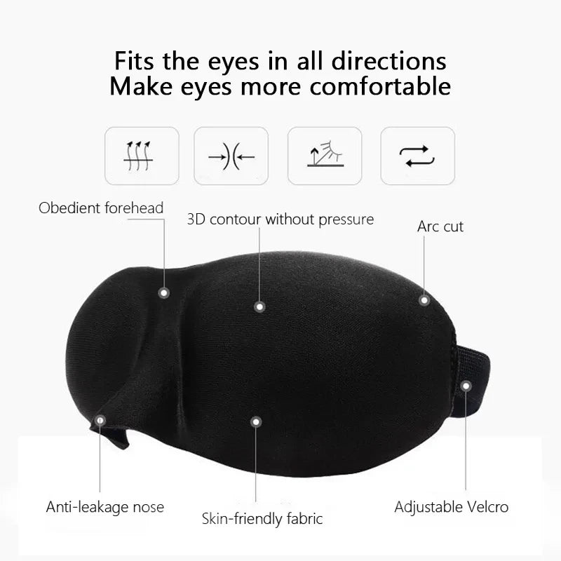 3D Contoured Sleep Eye Mask - Men & Women Light Blocking Concave Blindfold for Deep Sleep Night Vision