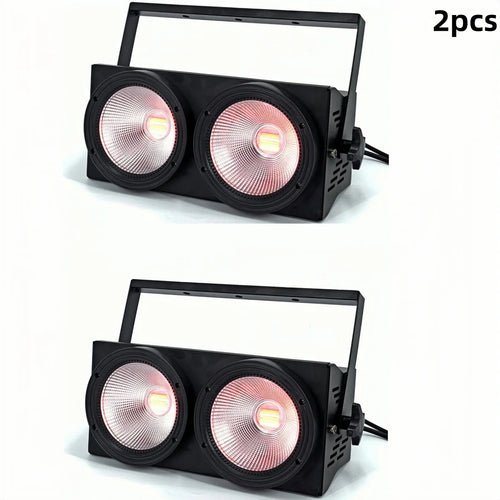 Dual-head LED stage light with two circular lenses, black housing and front handle
