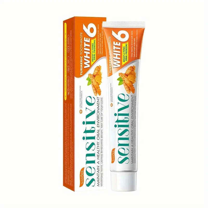 Tidesmit 100g turmeric toothpaste for natural teeth whitening, deep cleaning, and long-lasting fresh breath.