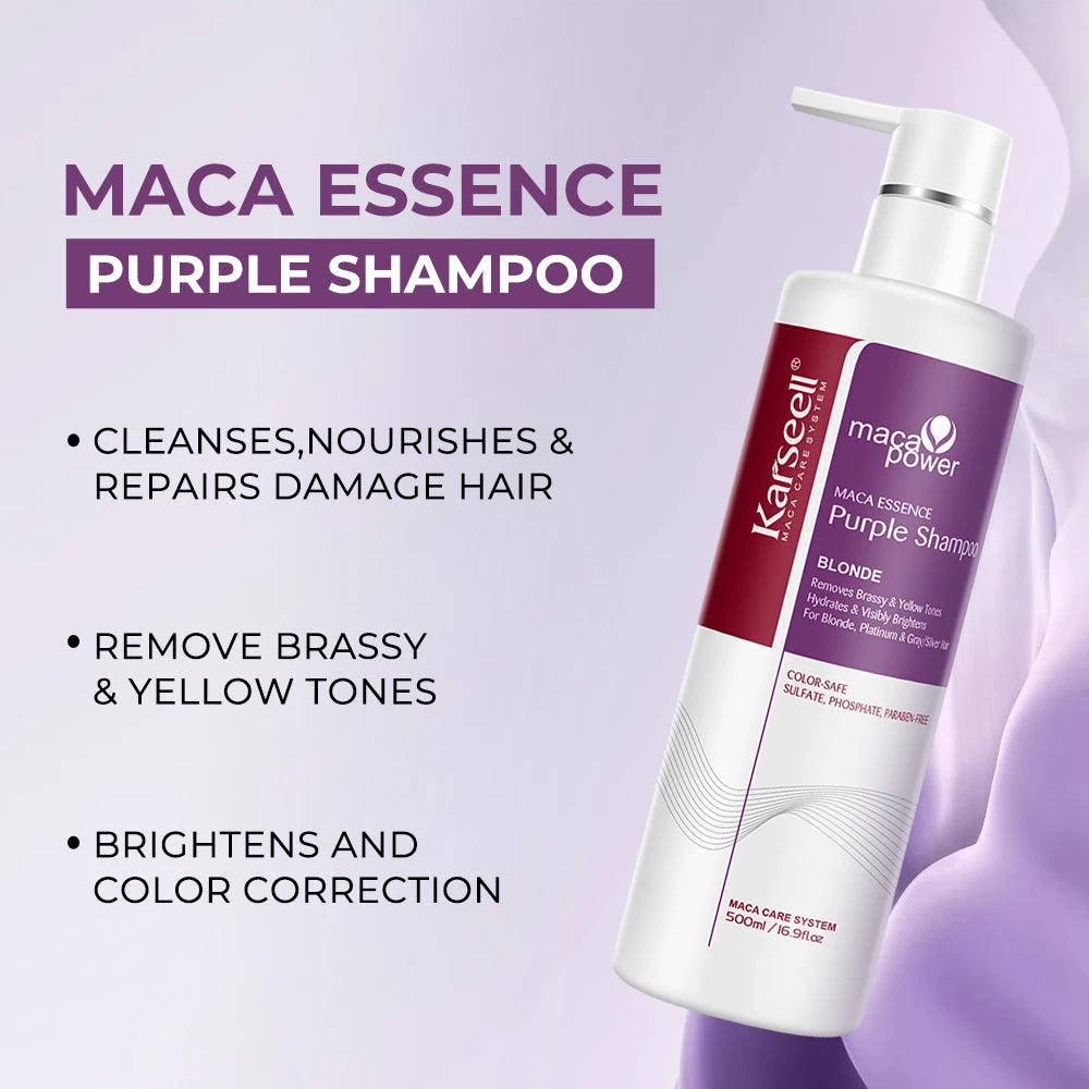 Karseell Purple Shampoo Neutralizes Brass & Yellow Tones Color-Correcting Shampoo For Blonde Silver Gray Highlighted Hair