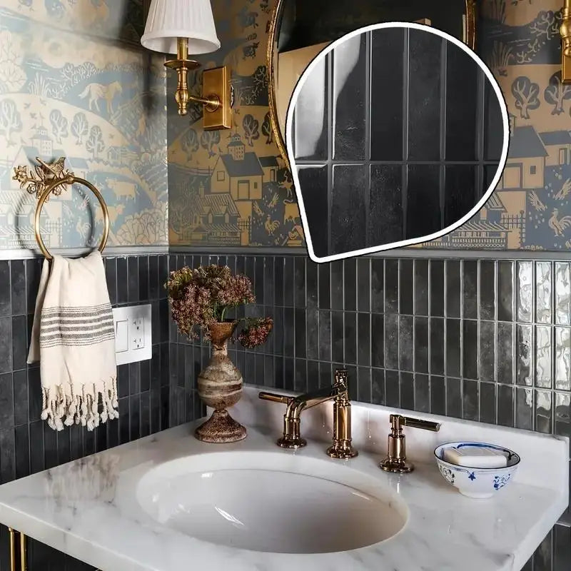 5-20 Pieces NewTile Sticker Self-adhesive Green Tile Backsplash Bathroom Wall Tile Sticker, Water and Mold Resistant, 22.9x29cm