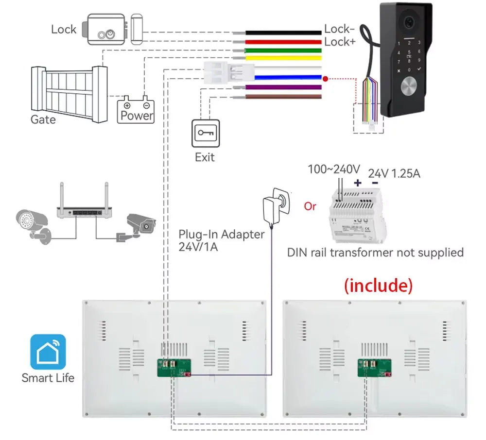 7inch Visiophone 2 Wire Video Porter Doorbell Camera WiFi Intercom System Wireless Video Ringtone Doorphone Tuya Password Unlock