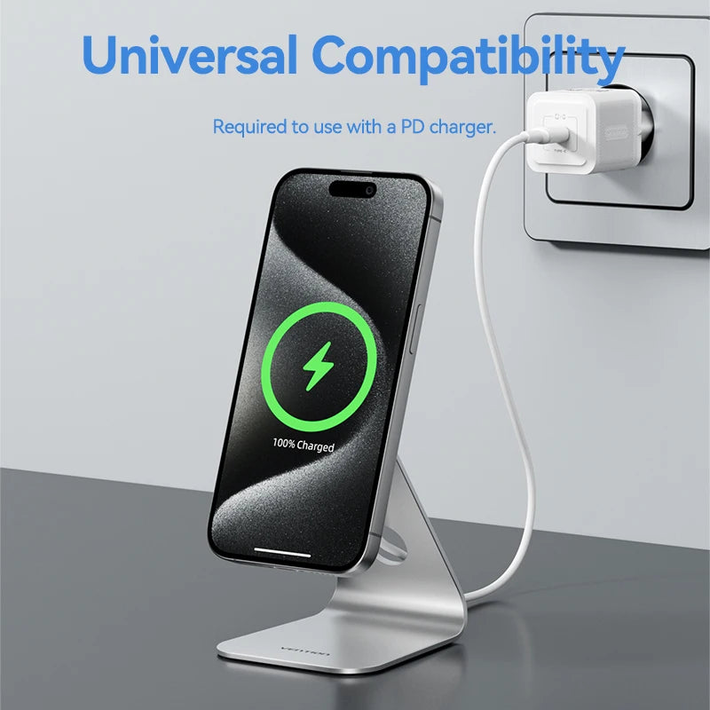 Vention Desktop 15W Magnetic Phone Wireless Charger with 1M Cable For Magsafe iPhone 15 14 13 12 Fast Charging Station Dock