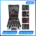 Podofo 399pcs Hand Tool Box Portable Tool Cart Keyed Locking System Toolbox Garage Tool Auto Home Repair Tool Kit with Wheels