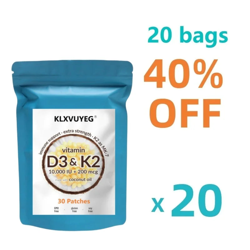 ﻿Vitamin D3 10000 iu Plus K2 | 2 in 1 Vitamins D & K Complex | Supports Calcium Absorption, Bone, Immune, & Heart Health, 30pcs
