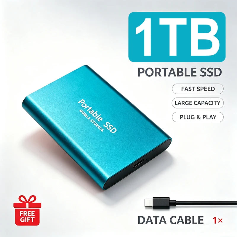 Portable External SSD 4TB High‑Speed Solid State Drive USB3.2 Type‑C Mass Storage Hard Disk 1TB 8TB 16TB for Laptop PC MAC Smart