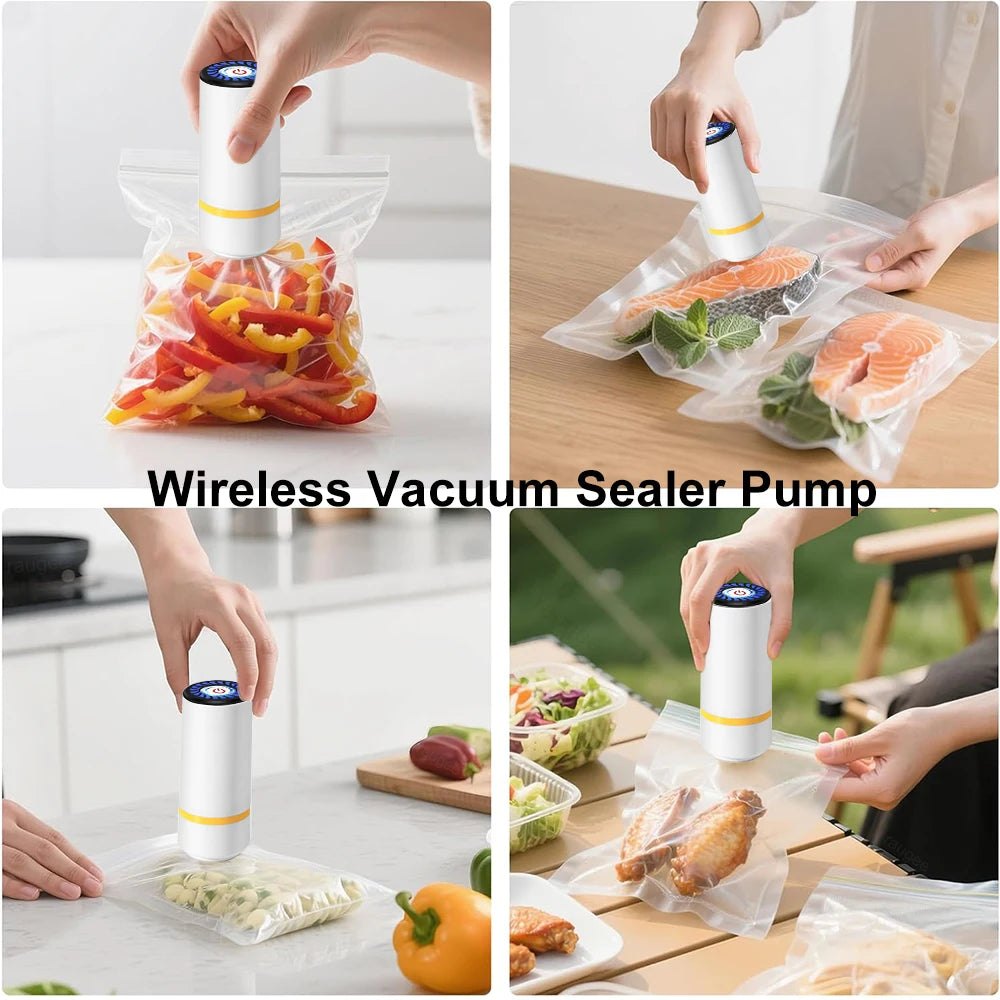 Mini Vacuum Sealer Pump Electric Air Pump Rechargeable Food Vacuum Packer with Food Vacuum Sealer Bags Food Fresh Packaging Bag