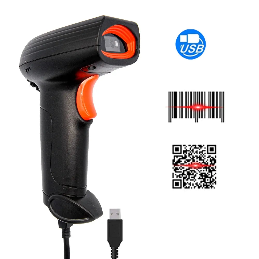 Handheld QR Code Scanner 1D 2D Wired Barcode Scanner or Wireless Bar code Scanner or Bluetooth Code Reader for PDF417 DataMatrix