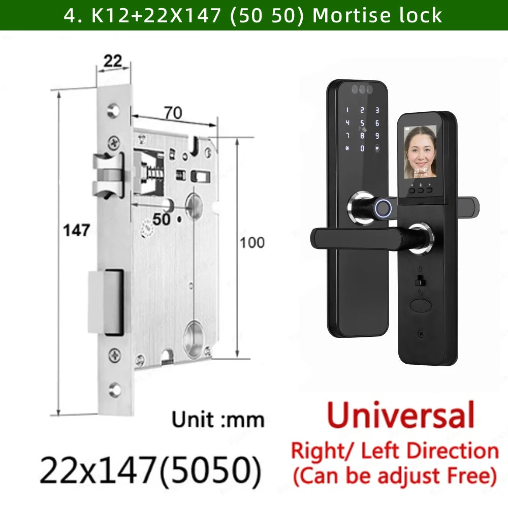 CDOK K12 Tuya WiFi smart door lock, remote unlocking, with cat-eye camera and face unlocking