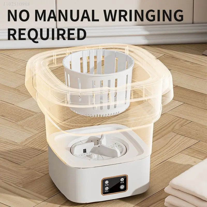 Tidesmit 9L foldable mini washing machine with LCD display and spin dryer for underwear and socks, side view