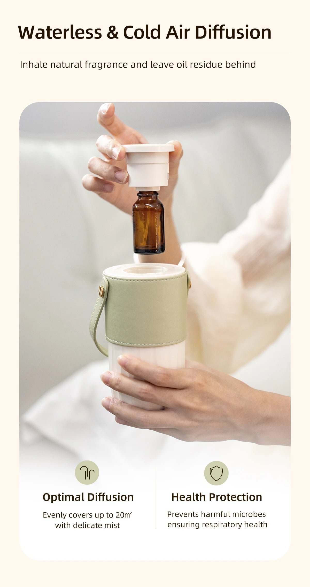 Waterless Essential Oil Aroma Diffuser Air Humidifier Small USB Rechargeable Fragrance Diffuser Machine Portable Car Home