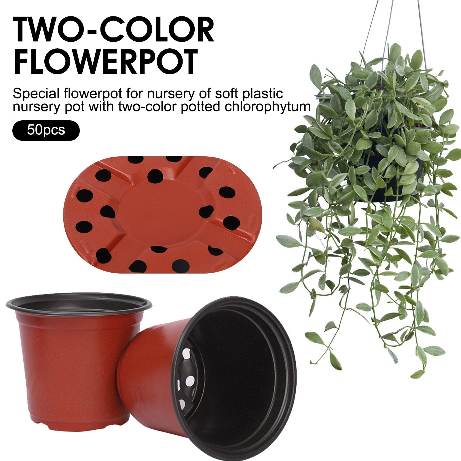 Plastic Plant Nursery Pots With Drainage Holes Durable Simple Seedling Containers For Garden Balcony And Office Decor 50/100pcs