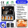 Commercial Digital Large-Capacity Touchscreen Display Stainless Steel Double Basket Smart Electric Square air Fryer Oven Home