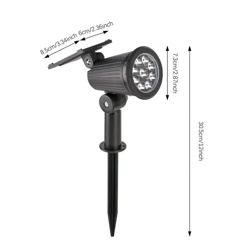 Bright 9LED Outdoor Solar Spotlight Waterproof Landscape Light for Garden Yard Pathway Driveway Trees Walls Ground Installation