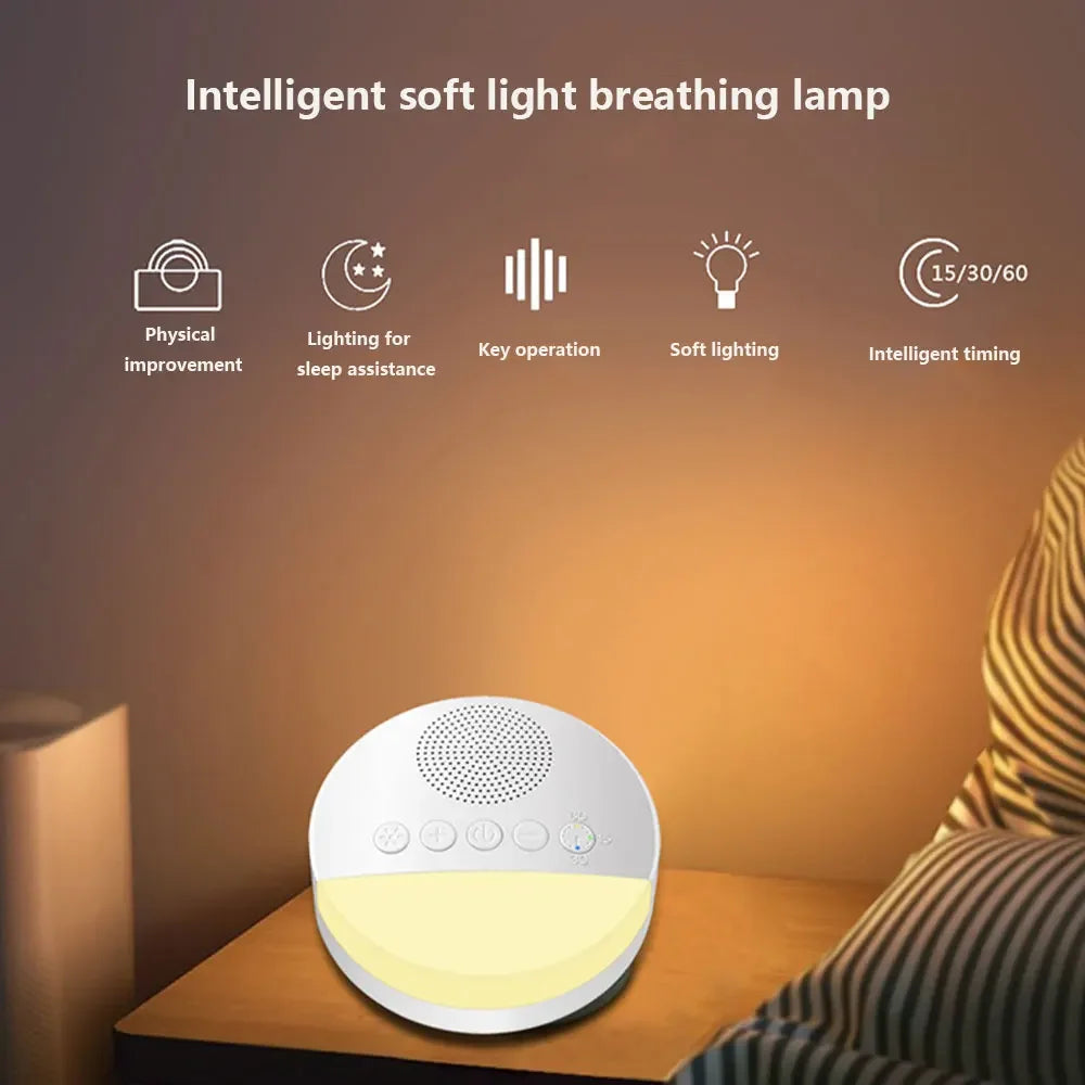 Baby White Noise Machine USB Rechargeable Timed Shutdown Sleep Machine Baby Sleep Sound Player Night Light Timer Noise Player