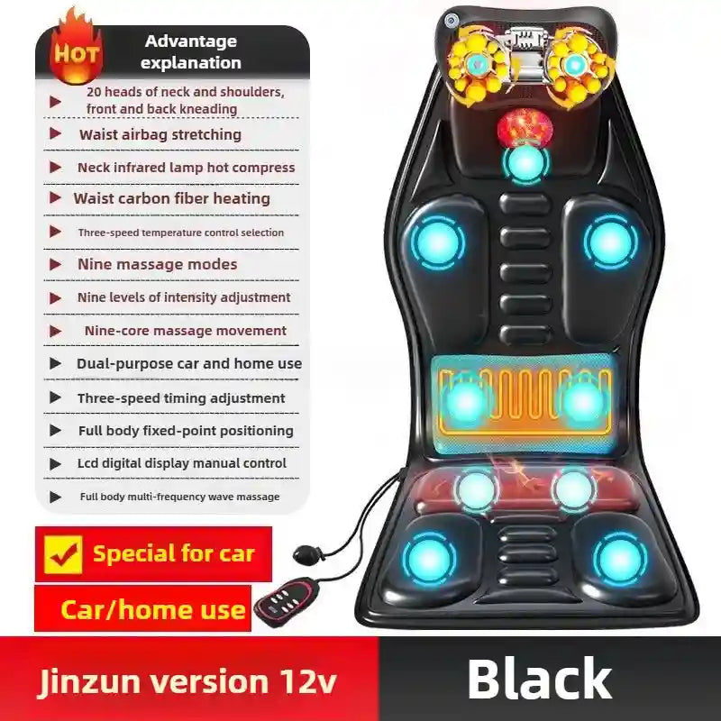 Electric Massager Seat Cushion with Heat and Airbag Lumbar Support Massage Roller Upgraded Tidesmit